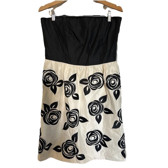 White House Black Market Blossom Floral 100% Silk Strapless Dress Sz 12 - Picture 2 of 9
